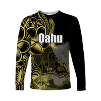(Custom Personalised) Hawaiian Islands Long Sleeve Shirts Oahu LT6 Unisex Yellow - Polynesian Pride