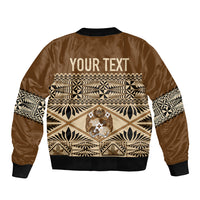 Personalised Tonga Independence Day Sleeve Zip Bomber Jacket Ngatu Tapa Style LT7 - Polynesian Pride