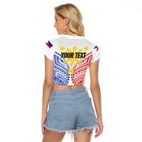 Personalised Philippines Independence Day Raglan Cropped T Shirt Tribal Sun and Stars Ver 01 LT7 - Polynesian Pride