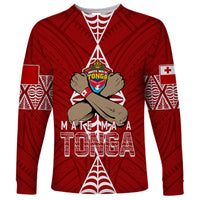 Personalised Tonga Rugby Long Sleeve Shirt Mate Ma'a Tonga Independence Day LT7 Unisex Red - Polynesian Pride