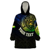 Personalised Vanuatu Wearable Blanket Hoodie Turtle Chest Tattoo Flag Color - Malampa LT7 One Size Black - Polynesian Pride
