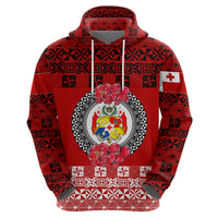 Custom Tonga Hoodie Emancipation Day Simple Ngatu Heilala Flower Red LT8 Zip Hoodie Red - Polynesian Pride