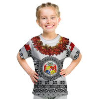 (Custom Personalised) Tonga Emancipation Day Kid T Shirt Independence Day - Fancy Kahoa Heilala Flower - White Black LT8 Youth XL Size14 - Polynesian Pride