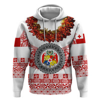 Custom Tonga Hoodie Emancipation Day Fancy Kahoa Heilala Flower White Red LT8 - Polynesian Pride