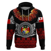 Custom Tonga Hoodie Emancipation Day Fancy Kahoa Heilala Flower Black Red LT8 - Polynesian Pride