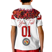(Custom Personalised) Tonga Emancipation Day Kid Polo Shirt Independence Day - Unique Kahoa Heilala Flower - White LT8 - Polynesian Pride