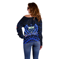 (Custom Personalised) Samoa Independence Day Off Shoulder Sweater Ulafa Polynesian Unique Blue No2 LT9 - Polynesian Pride