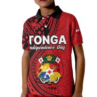 (Custom Personalised) Tonga Independence Anniversary Kid Polo Shirt Tongan Tribal Pattern Unique Version LT9 Kid Red - Polynesian Pride