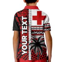 (Custom Personalised) Tonga Kupesi Ngatu Kid Polo Shirt Proud Tonga with Flag and Palm Tree LT9 - Polynesian Pride