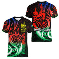 New Caledonia Women V Neck T Shirt Emblem Nautilus Shell LT9 Female Gradient - Polynesian Pride