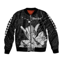 (Custom Personalised) Hawaii Shaka Sign Sleeve Zip Bomber Jacket Black Version LT9 Unisex Black - Polynesian Pride