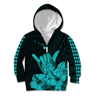 Hawaii Shaka Sign Kid Hoodie Turquoise Version LT9 - Polynesian Pride