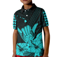 Hawaii Shaka Sign Kid Polo Shirt Turquoise Version LT9 Kid Turquoise - Polynesian Pride