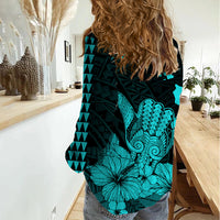 Hawaii Shaka Sign Women Casual Shirt Turquoise Version LT9 - Polynesian Pride