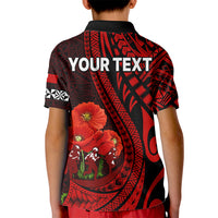 (Custom Personalised) Tonga ANZAC Day Kid Polo Shirt Lest We Forget Red Version LT9 - Polynesian Pride
