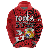 Custom Tonga Hoodie Emancipation Day Happy 53rd Independence Anniversary LT9 Zip Hoodie Red - Polynesian Pride
