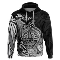 Polynesian Tahiti Island Hoodie The Wave of Water Black LT9 - Polynesian Pride