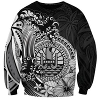 Polynesian Tahiti Island Sweatshirt The Wave of Water - Black LT9 Unisex Black - Polynesian Pride