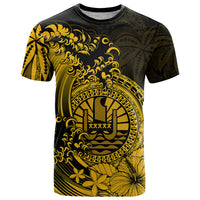 Polynesian Tahiti Island T Shirt The Wave of Water Gold LT9 Gold - Polynesian Pride