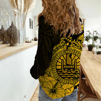 Polynesian Tahiti Island Women Casual Shirt The Wave of Water - Gold LT9 - Polynesian Pride