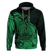 Polynesian Tahiti Island Hoodie The Wave of Water Green LT9 - Polynesian Pride