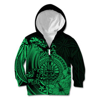 Polynesian Tahiti Island Kid Hoodie The Wave of Water - Green LT9 - Polynesian Pride