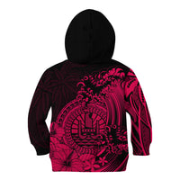 Polynesian Tahiti Island Kid Hoodie The Wave of Water - Pink LT9 Zip Hoodie Pink - Polynesian Pride