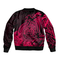 Polynesian Tahiti Island Sleeve Zip Bomber Jacket The Wave of Water - Pink LT9 - Polynesian Pride