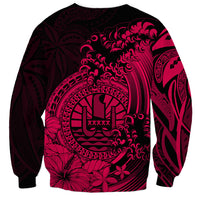 Polynesian Tahiti Island Sweatshirt The Wave of Water - Pink LT9 - Polynesian Pride