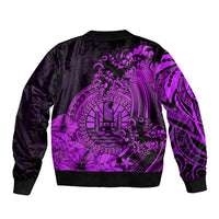 Polynesian Tahiti Island Sleeve Zip Bomber Jacket The Wave of Water - Purple LT9 - Polynesian Pride