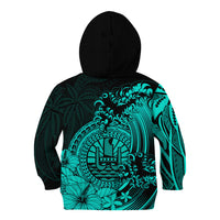 Polynesian Tahiti Island Kid Hoodie The Wave of Water - Turquoise LT9 Zip Hoodie Turquoise - Polynesian Pride