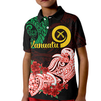 Vanuatu Kid Polo Shirt Polynesian Floral Tribal LT9 Kid Black - Polynesian Pride
