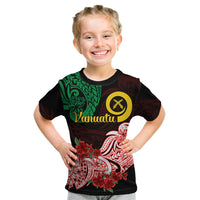 Vanuatu Kid T Shirt Polynesian Floral Tribal LT9 Black - Polynesian Pride