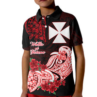 Wallis et Futuna Kid Polo Shirt Polynesian Floral Tribal LT9 Kid Black - Polynesian Pride