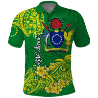 Cook Island Polo Shirt Polynesian Floral Tribal LT9 Green - Polynesian Pride
