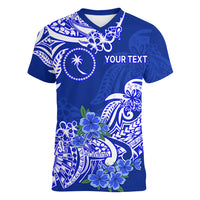 (Custom Personalised) FSM Chuuk State Women V Neck T Shirt Polynesian Floral Tribal LT9 - Polynesian Pride