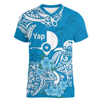 FSM Yap State Women V Neck T Shirt Polynesian Floral Tribal LT9 - Polynesian Pride