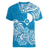 FSM Yap State Women V Neck T Shirt Polynesian Floral Tribal LT9 - Polynesian Pride
