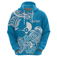 Custom FSM Yap State Hoodie Polynesian Floral Tribal LT9 Zip Hoodie Blue - Polynesian Pride