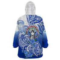 Northern Mariana Islands Wearable Blanket Hoodie Polynesian Floral Tribal LT9 - Polynesian Pride