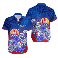 Tahiti Hawaiian Shirt Polynesian Floral Tribal LT9 Blue - Polynesian Pride