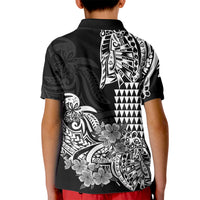 Hawaii Kakau Kid Polo Shirt Polynesian Floral Tribal Black Version LT9 - Polynesian Pride