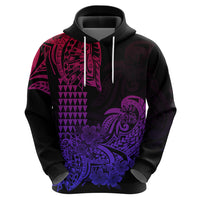 Hawaii Kakau Hoodie Polynesian Floral Tribal Gradient Version LT9 Zip Hoodie Gradient - Polynesian Pride