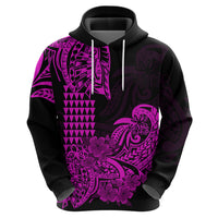 Hawaii Kakau Hoodie Polynesian Floral Tribal Purple Version LT9 Zip Hoodie Purple - Polynesian Pride