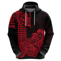 Hawaii Kakau Hoodie Polynesian Floral Tribal Red Version LT9 Zip Hoodie Red - Polynesian Pride