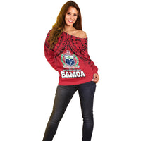 (Custom Personalised) Polynesian Independent State of Samoa Red Off Shoulder Sweater LT9 - Polynesian Pride