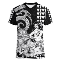 (Custom Personalised) Aloha Hula Girl Hawaiian Tribal and Simple Kakau Women V Neck T Shirt LT9 - Polynesian Pride