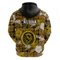 Hawaii State Hoodie Tropical Flowers Mix Tartan Gold Version LT14 - Polynesian Pride