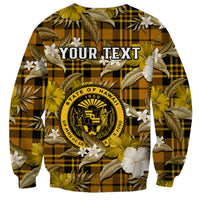 (Custom Personalised) Hawaii State Sweatshirt Tropical Flowers Mix Tartan Gold Version LT14 - Polynesian Pride