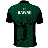 Hawaii Volleyball Polo Shirt Hawaiian Kakau Green Style LT14 - Polynesian Pride